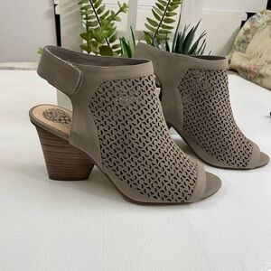 Vince Camuto Tan Peep-Toe Heels